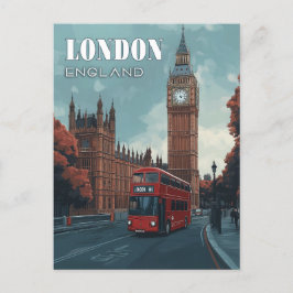 ヴィンテージビッグベン旅行はがき – ロンドン，イギリス ポストカード