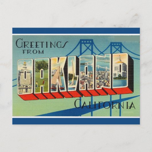 ヴィンテージビッグレターオークランドカリフォルニア ポストカード (正面)