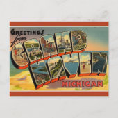 ヴィンテージビッグレターグランドヘブンミシガン ポストカード (正面)