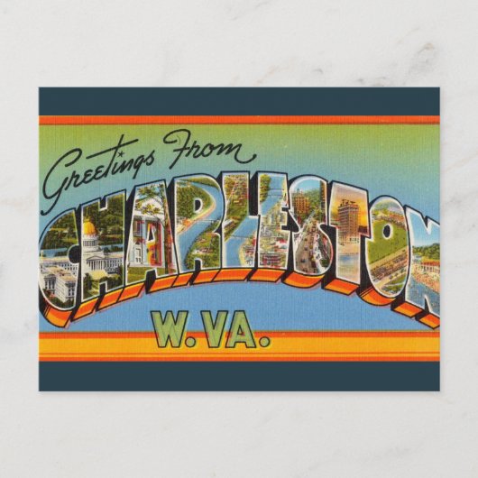 ヴィンテージビッグレターチャールストンウェストバージニア ポストカード (正面)