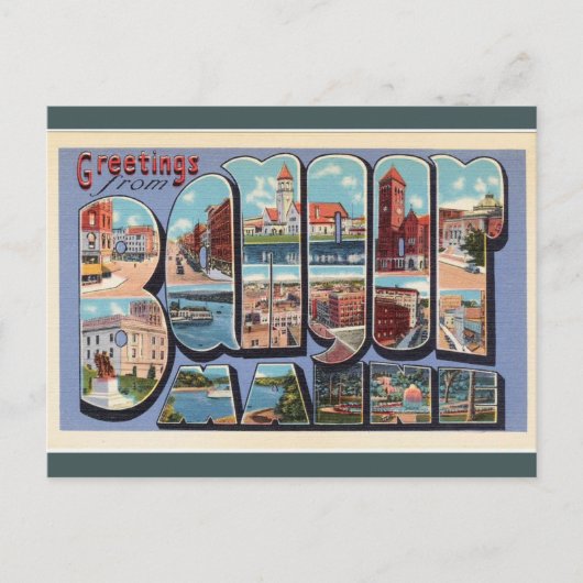 ヴィンテージビッグレターバンゴールメイン ポストカード (正面)