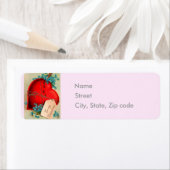 ヴィンテージビッグ赤いハートバレンタインハガキ ラベル (インサイチュ)