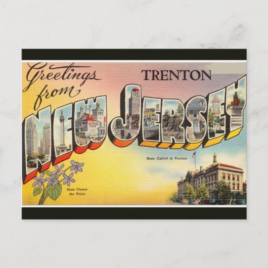 ヴィンテージビッグ・レター・トレントン・ニュージャージーのはがき ポストカード (正面)