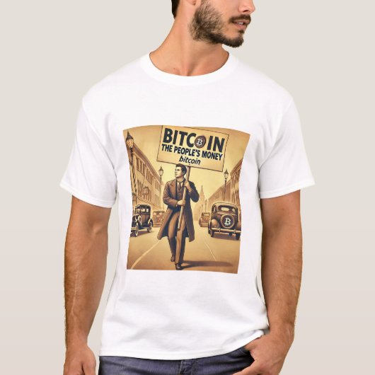 ヴィンテージビットコイン暗号通貨デザイン Tシャツ (正面)