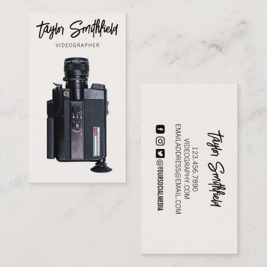 ヴィンテージビデオカメラ映像撮影名刺 名刺 (正面/裏面)
