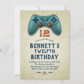 ヴィンテージビデオゲーム誕生日 招待状 (正面)