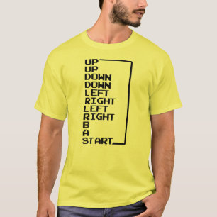 ヴィンテージビデオゲーム: 8ビットレタリングのKonami Code Tシャツ