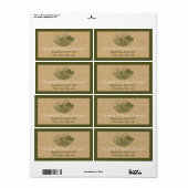 ヴィンテージビナードとコルクベージュ結婚オリーブ ラベル (フルシート)