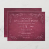 ヴィンテージビニヤードバーガンディワイン婚約パーティ 招待状 (正面/裏面)