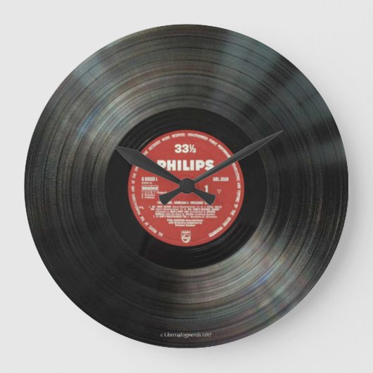 ヴィンテージビニール壁時計 – デザイナーデン – ギフト ラージ壁時計 (正面)