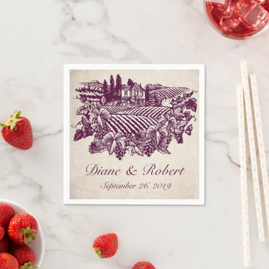 ヴィンテージビネヤードワイナリーブルゴーニュカスタムウェディング スタンダードカクテルナプキン (インサイチュ)