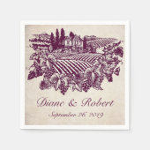 ヴィンテージビネヤードワイナリーブルゴーニュカスタムウェディング スタンダードカクテルナプキン (正面)