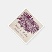 ヴィンテージビネヤードワイナリーブルゴーニュカスタムウェディング スタンダードカクテルナプキン (角)