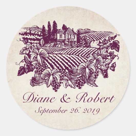 ヴィンテージビネヤードワイナリーブルゴーニュカスタムウェディング ラウンドシール (正面)