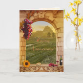 ヴィンテージビネヤード記念おめでとうカード カード (黄色い花)