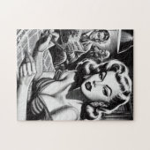 ヴィンテージビューティフルウーマンイラストレーション ジグソーパズル (横)