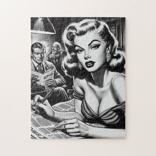 ヴィンテージビューティフルウーマンイラストレーション ジグソーパズル (縦)