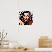 ヴィンテージビューティフルガールポートレート ポスター (キッチン)