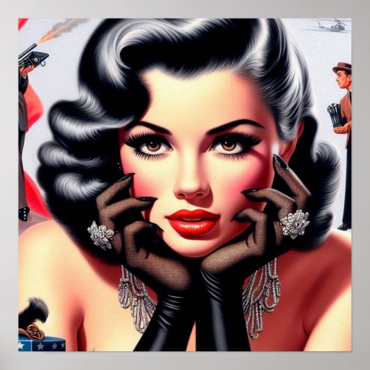 ヴィンテージビューティフルガールポートレート ポスター (正面)