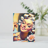 ヴィンテージビューティフルガールポートレート ポストカード (スタンド正面)