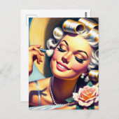 ヴィンテージビューティフルガールポートレート ポストカード (正面/裏面)