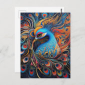 ヴィンテージビューティフルピーコックアールヌーボー ポストカード (正面/裏面)