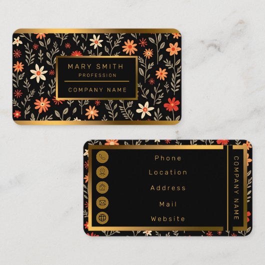 ヴィンテージビューティフルフローラトレンディーコレクション 名刺 (正面/裏面)