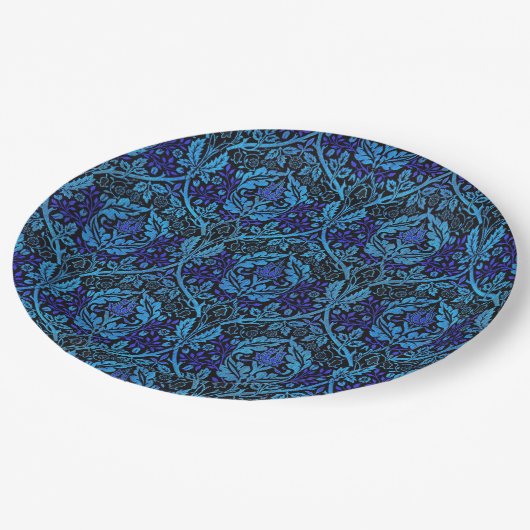 ヴィンテージビューティフルブルーアールヌーボー ペーパープレート (アングル)