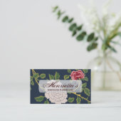 ヴィンテージビューティフルレッド&ホワイトフローラ 名刺 (スタンド正面)