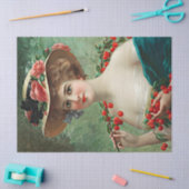 ヴィンテージビューティフルレディフローズンハット&さくらんぼ 薄葉紙 (クラフト)