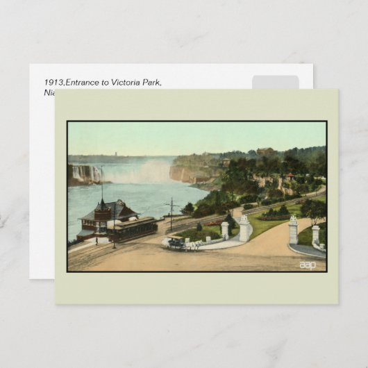 ヴィンテージビュービクトリアパークナイアガラ秋ストリートカー ポストカード (正面/裏面)