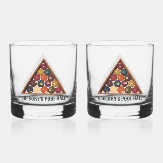 ヴィンテージビリヤードカスタムボールプールテーブル ウイスキーグラス (正面)