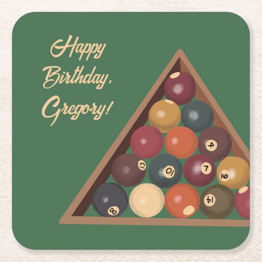 ヴィンテージビリヤードカスタムボールプールテーブル スクエアペーパーコースター (正面)