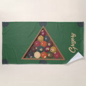 ヴィンテージビリヤードカスタムボールプールテーブル ビーチタオル (正面)