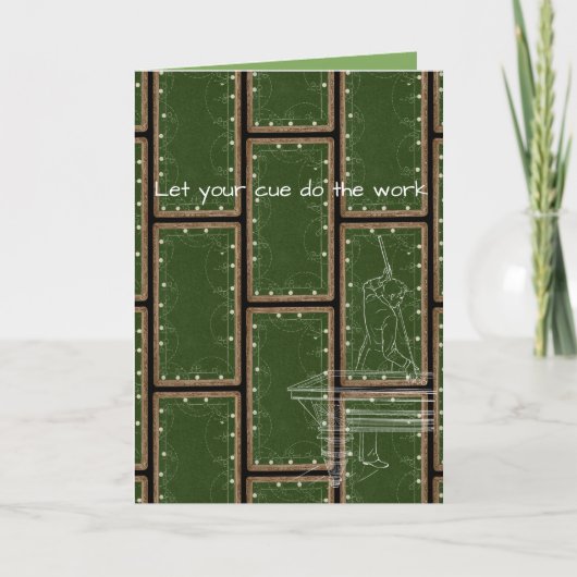 ヴィンテージビリヤード台プールプレイヤーアンティーク ユニーク カード (正面)