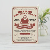 ヴィンテージビリヤード誕生日パーティー招待状プールテーマ 招待状 (スタンド正面)