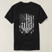 ヴィンテージビリヤード・アメリカ国旗のプールのプレイヤー現在 Tシャツ (デザイン正面)