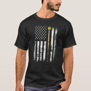 ヴィンテージビリヤード・プール選手テーブルアメリカ国旗 Tシャツ