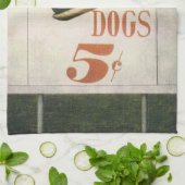 ヴィンテージビルボード、ホットドッグで世界最大級のドライブ キッチンタオル (折り畳み)