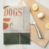 ヴィンテージビルボード、ホットドッグで世界最大級のドライブ キッチンタオル (四つ折り)