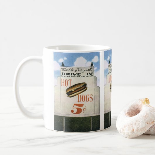 ヴィンテージビルボード、ホットドッグで世界最大級のドライブ コーヒーマグカップ (ドーナツ)
