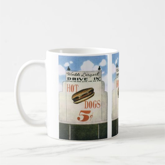 ヴィンテージビルボード、ホットドッグで世界最大級のドライブ コーヒーマグカップ (左)
