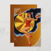 ヴィンテージビルランダル新年パーティーピンナップ少女 招待状 (正面/裏面)