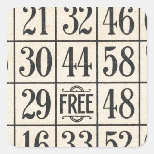 ヴィンテージビンゴカード スクエアシール (正面)