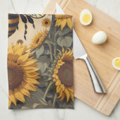 ヴィンテージビーとヒマワリ キッチンタオル (四つ折り)