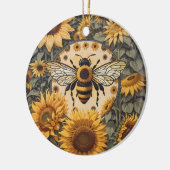 ヴィンテージビーとヒマワリ セラミックオーナメント (左)