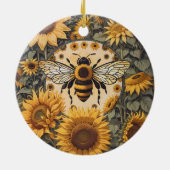 ヴィンテージビーとヒマワリ セラミックオーナメント (裏面)