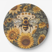 ヴィンテージビーとヒマワリ ペーパープレート (正面)