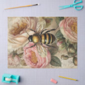 ヴィンテージビーとピンクローズのデクページ 薄葉紙 (クラフト)