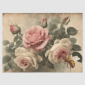 ヴィンテージビーとピンクローズのデクページ 薄葉紙 (正面)